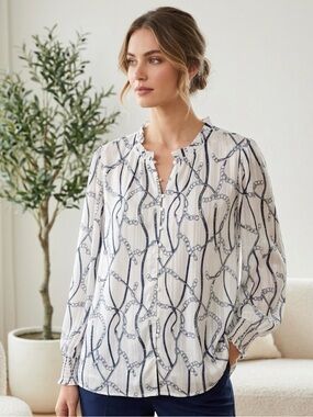 Autres Filles Chain-Print Long-Sleeve Blouse